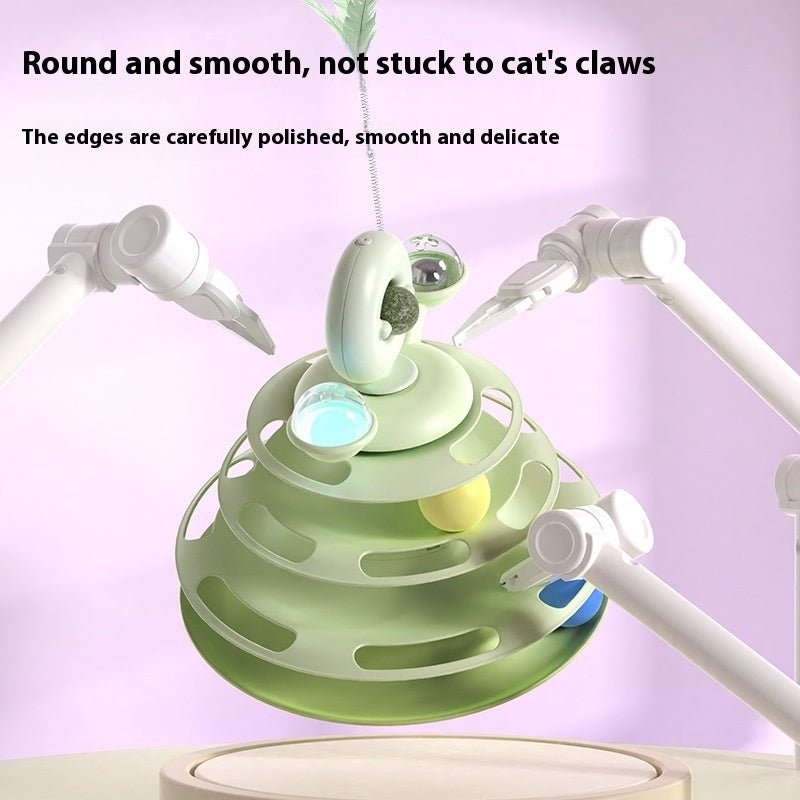 4 Levels Cat Toy Tower Turntable Roller Balls Toys Interactive Intelligence Pets Toys Training Track Puzzle Funny Games Accessories Pet Products - TurnSpin