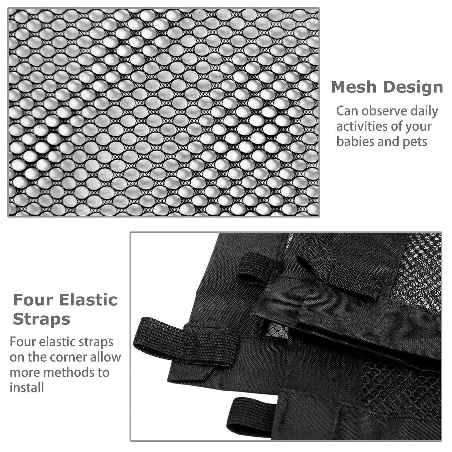 Portable Pet Safety Gate – Mesh Barrier for Dogs & Cats, Easy Install for Doors & Stairs