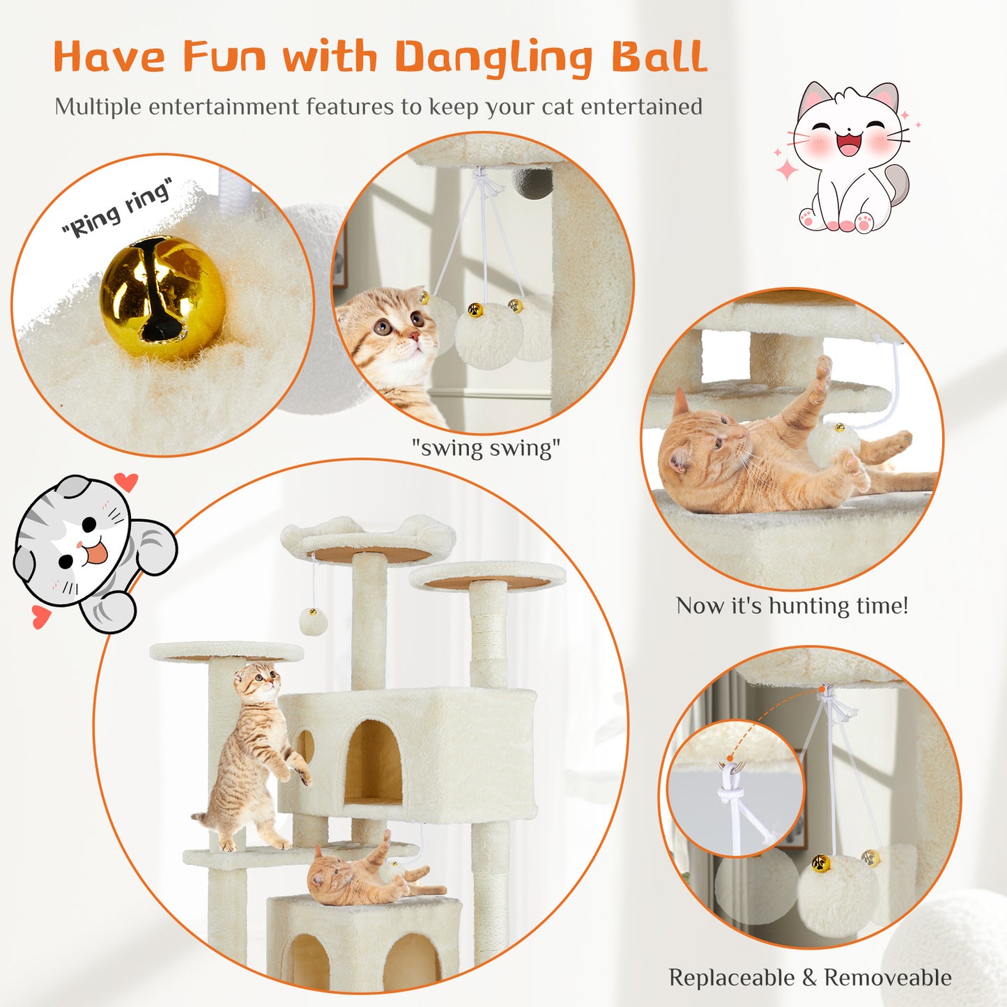 Multi Functional Cat Treehouse Cat Climbing Frame - TurnSpin