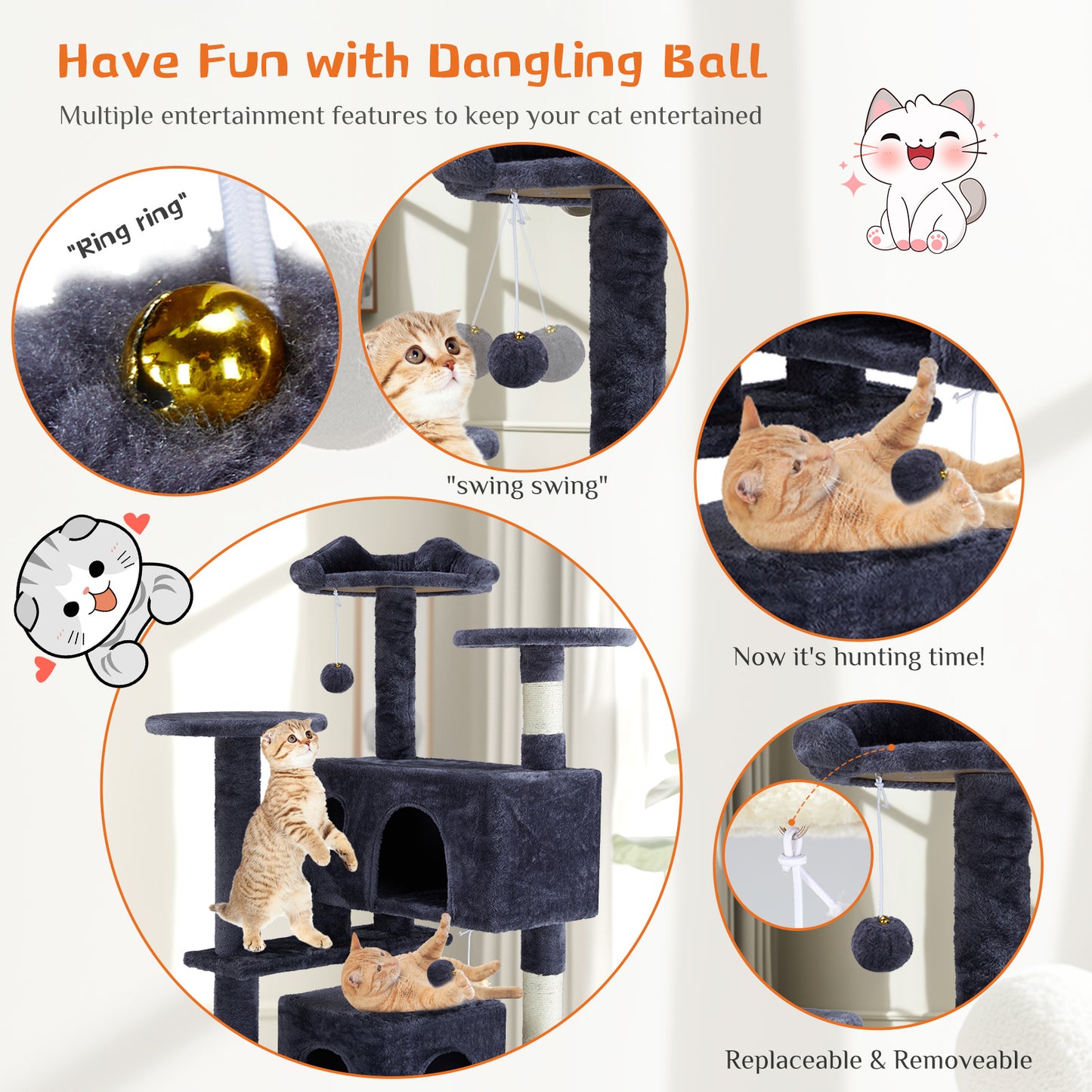 Multi Functional Cat Treehouse Cat Climbing Frame - TurnSpin