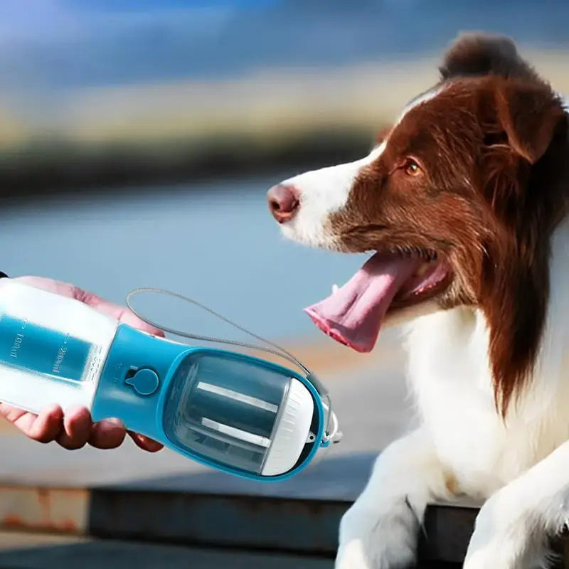 3-in-1 Pet Water Bottle – Portable Dog Travel Cup with Food Container & Waste Bag Holder
