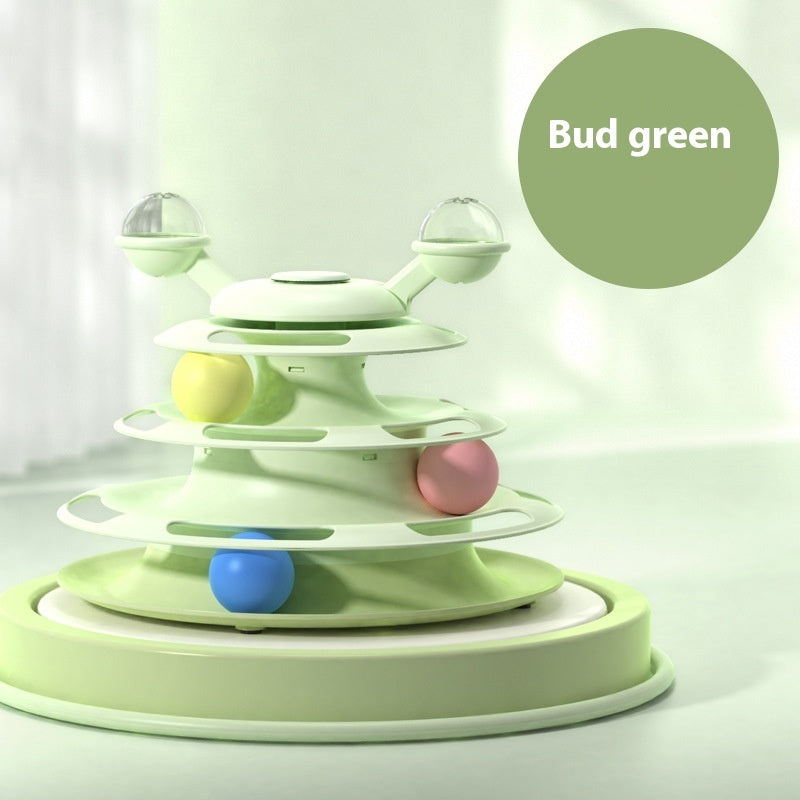 4-Level Cat Toy Tower – Interactive Roller Ball Track Puzzle for Kittens & Cats
