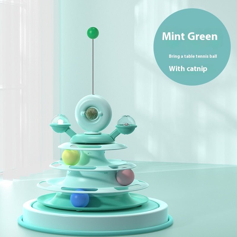4 Levels Cat Toy Tower Turntable Roller Balls Toys Interactive Intelligence Pets Toys Training Track Puzzle Funny Games Accessories Pet Products - TurnSpin