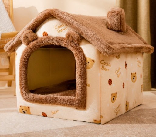 Foldable Dog House Pet Cat Bed Winter Dog Villa Sleep Kennel Removable Nest Warm Enclosed Cave Sofa Pets Supplies - TurnSpin