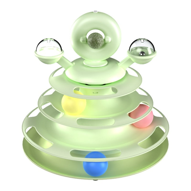 4-Level Cat Toy Tower – Interactive Roller Ball Track Puzzle for Kittens & Cats