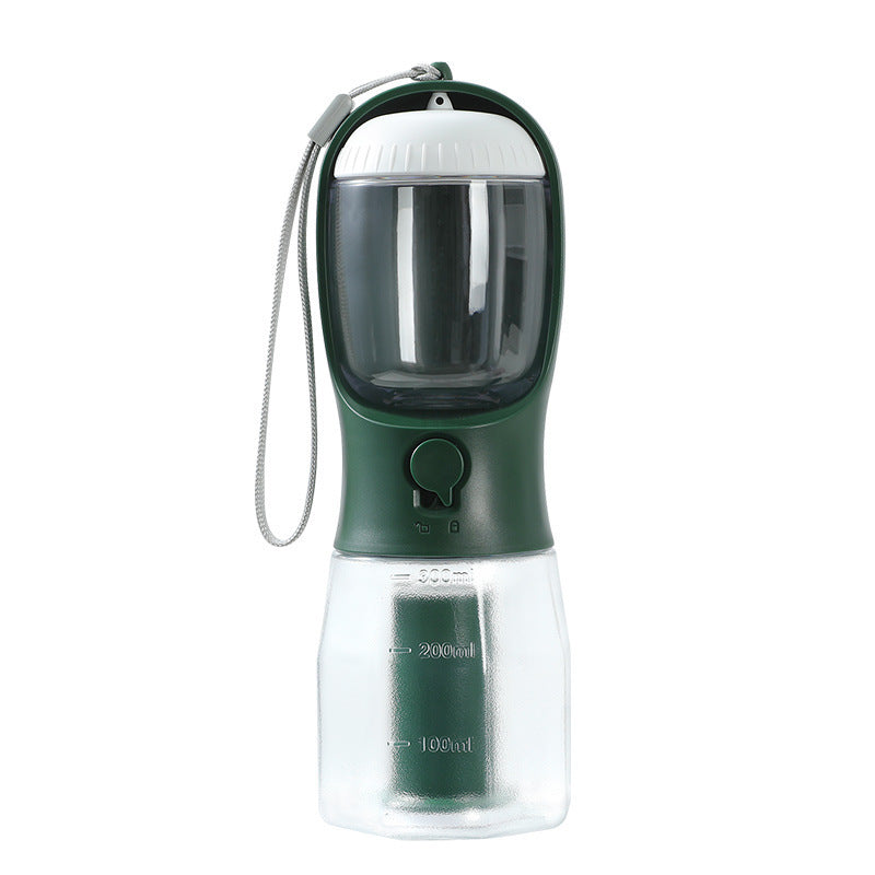 3-in-1 Pet Water Bottle – Portable Dog Travel Cup with Food Container & Waste Bag Holder