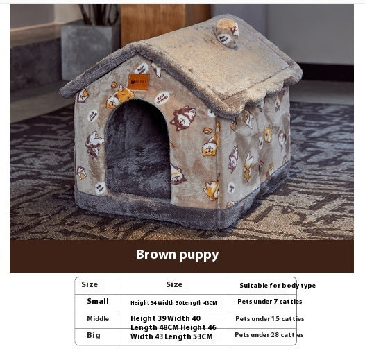 Foldable Pet Cave Bed – Warm Winter Dog & Cat House, Cozy Nest Kennel with Removable Cushion