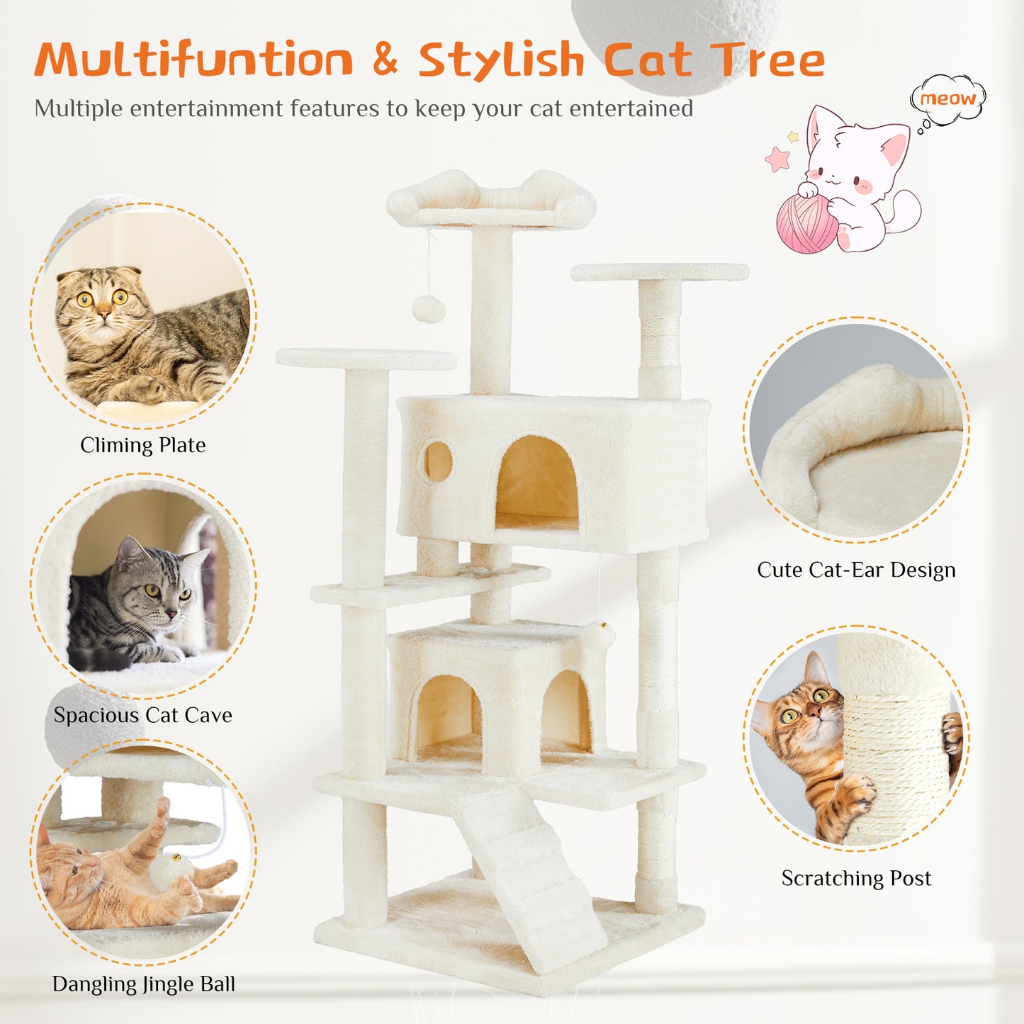 Multi Functional Cat Treehouse Cat Climbing Frame - TurnSpin