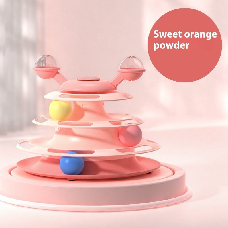 4 Levels Cat Toy Tower Turntable Roller Balls Toys Interactive Intelligence Pets Toys Training Track Puzzle Funny Games Accessories Pet Products - TurnSpin