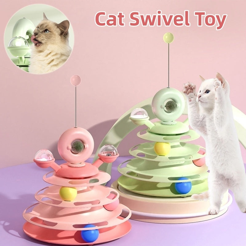 4-Level Cat Toy Tower – Interactive Roller Ball Track Puzzle for Kittens & Cats