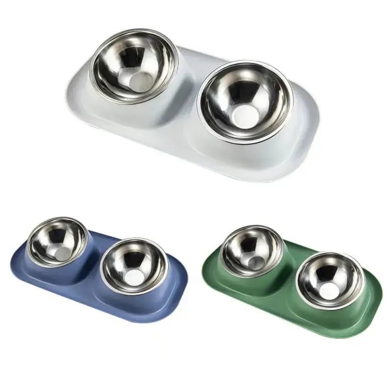 Stainless Steel Double Food Bowl - TurnSpin