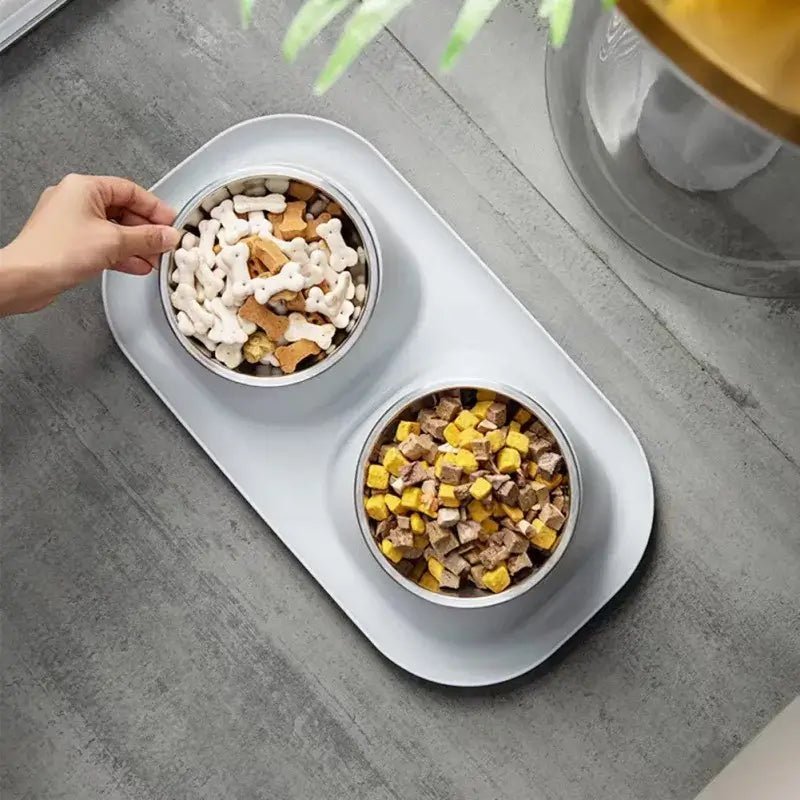 Stainless Steel Double Food Bowl - TurnSpin