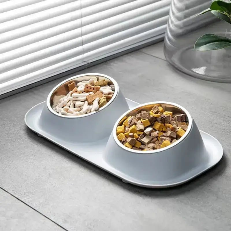 Stainless Steel Double Food Bowl - TurnSpin
