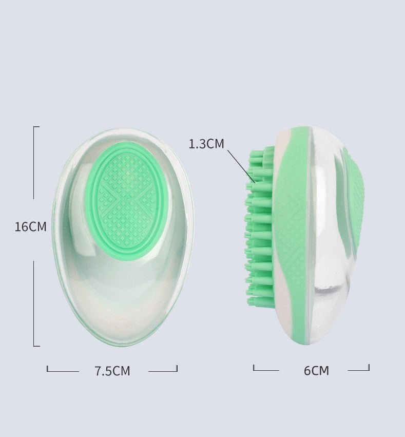 TurnSpin Pet Bath Brush dimensions and ergonomic grip details
