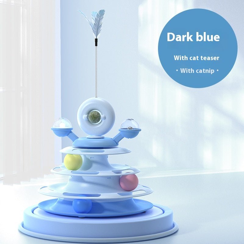 4 Levels Cat Toy Tower Turntable Roller Balls Toys Interactive Intelligence Pets Toys Training Track Puzzle Funny Games Accessories Pet Products - TurnSpin