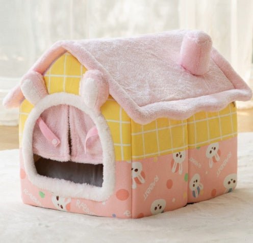 Foldable Dog House Pet Cat Bed Winter Dog Villa Sleep Kennel Removable Nest Warm Enclosed Cave Sofa Pets Supplies - TurnSpin