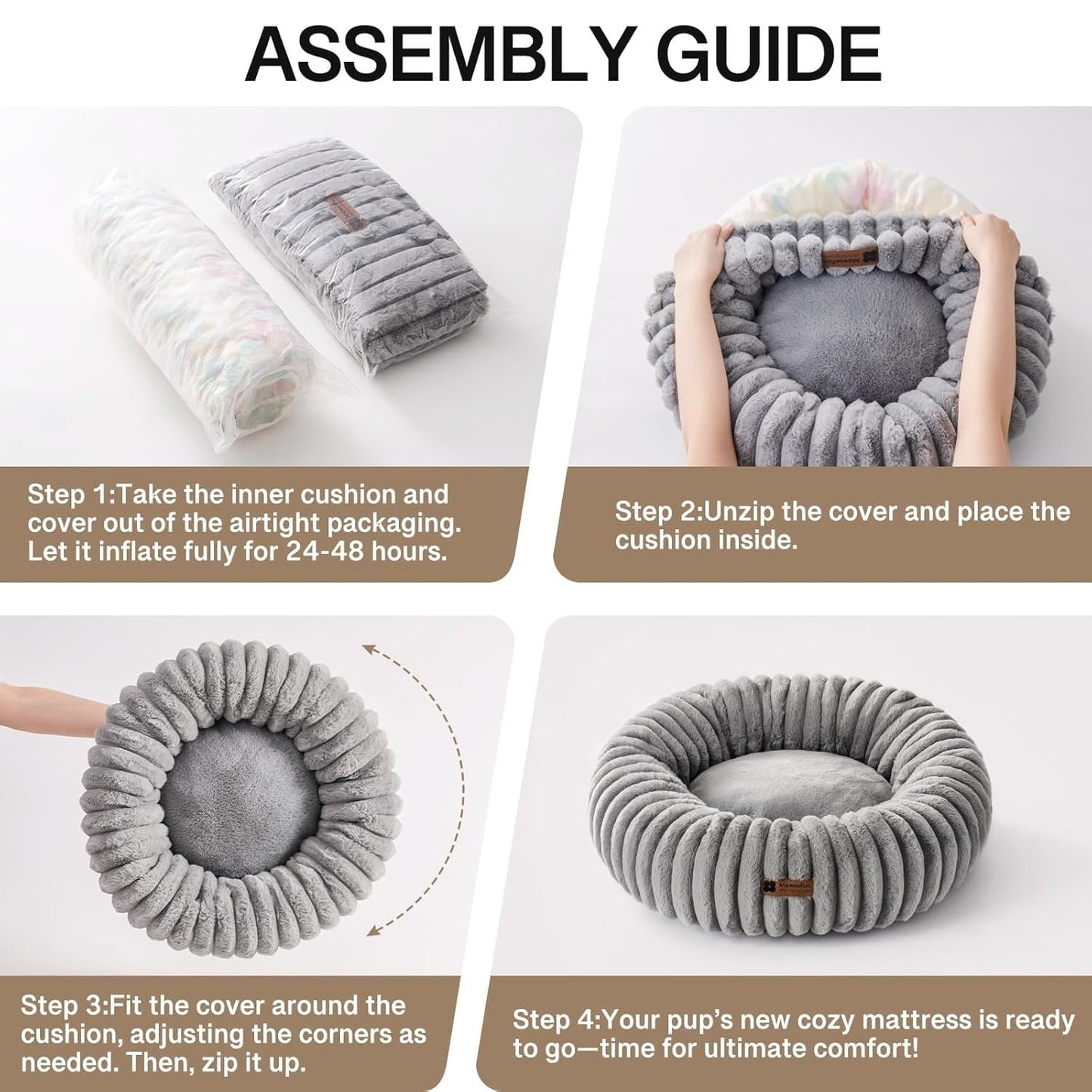 Donut Pet Bed – Washable, Calming, Anti - Slip for Dogs & Cats | Small & Medium - TurnSpin