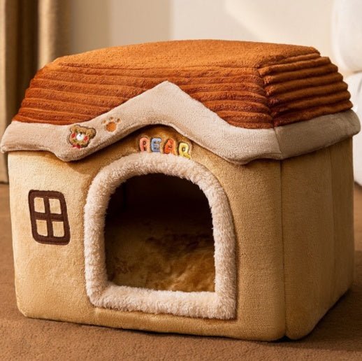 Foldable Dog House Pet Cat Bed Winter Dog Villa Sleep Kennel Removable Nest Warm Enclosed Cave Sofa Pets Supplies - TurnSpin