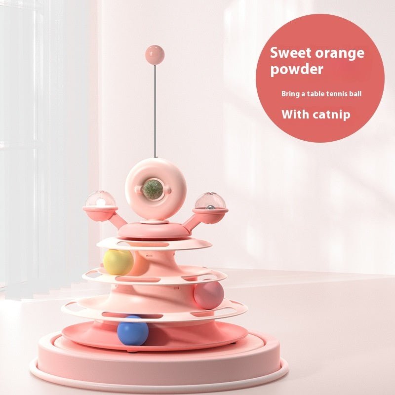 4 Levels Cat Toy Tower Turntable Roller Balls Toys Interactive Intelligence Pets Toys Training Track Puzzle Funny Games Accessories Pet Products - TurnSpin