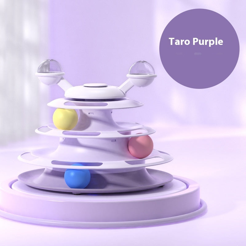 4-Level Cat Toy Tower – Interactive Roller Ball Track Puzzle for Kittens & Cats