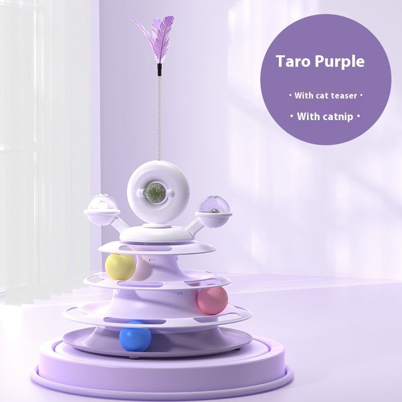 4-Level Cat Toy Tower – Interactive Roller Ball Track Puzzle for Kittens & Cats