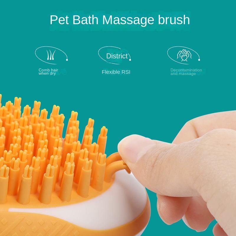 Soft silicone bristles on TurnSpin Pet Bath Brush for gentle deep cleaning