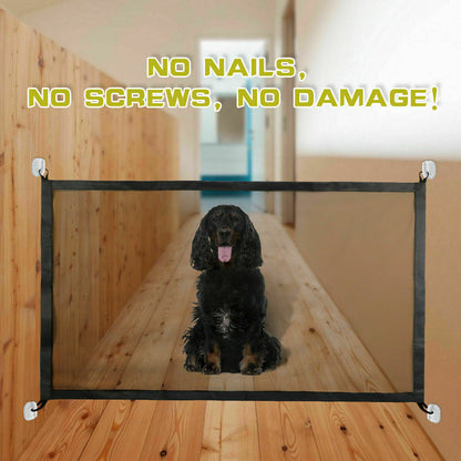Portable Pet Safety Gate – Mesh Barrier for Dogs & Cats, Easy Install for Doors & Stairs