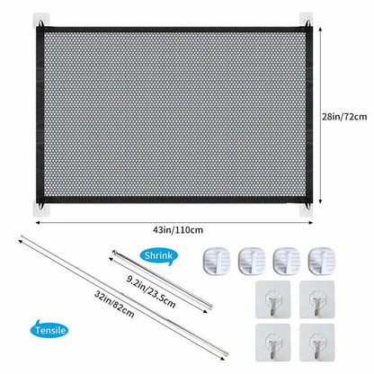 Portable Pet Safety Gate – Mesh Barrier for Dogs & Cats, Easy Install for Doors & Stairs
