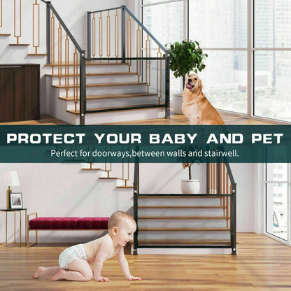 Portable Pet Safety Gate – Mesh Barrier for Dogs & Cats, Easy Install for Doors & Stairs