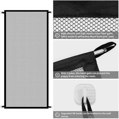 Portable Pet Safety Gate – Mesh Barrier for Dogs & Cats, Easy Install for Doors & Stairs