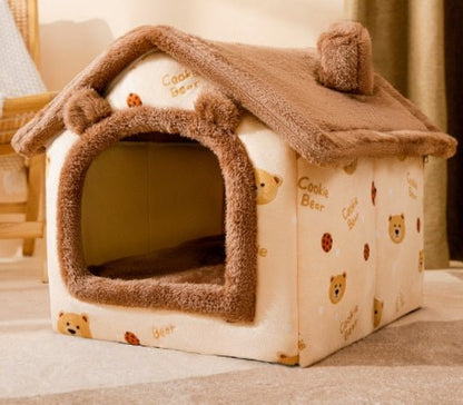 Foldable Dog House Pet Cat Bed Winter Dog Villa Sleep Kennel Removable Nest Warm Enclosed Cave Sofa Pets Supplies - TurnSpin
