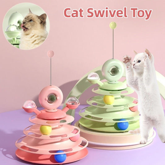 4-Level Cat Toy Tower – Interactive Roller Ball Track Puzzle for Kittens & Cats