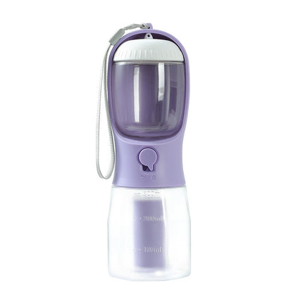 3-in-1 Pet Water Bottle – Portable Dog Travel Cup with Food Container & Waste Bag Holder