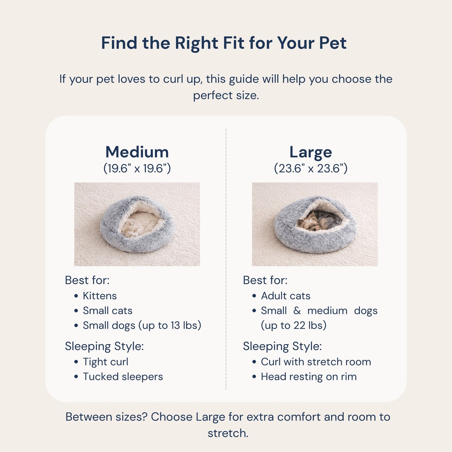 TurnSpin Burrow Bed size guide for medium and large