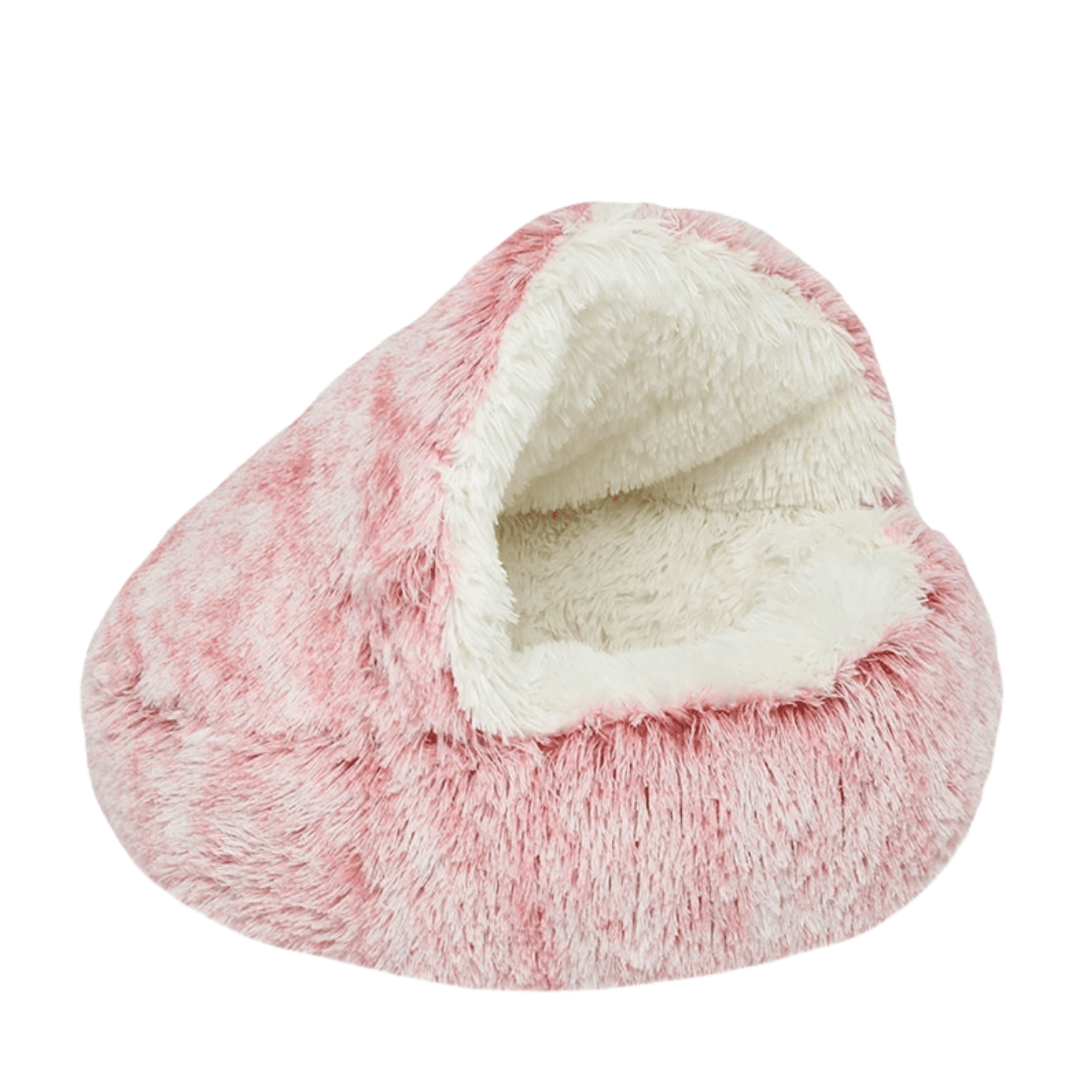 Pink plush cave pet bed color variant option