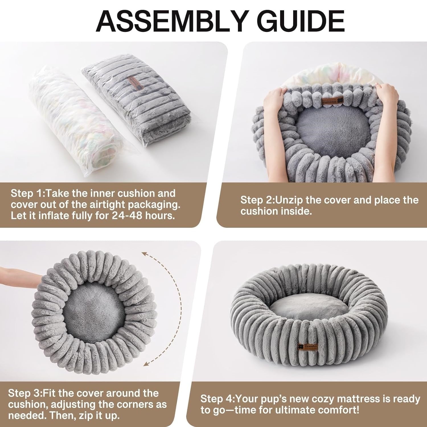 Donut Pet Bed – Washable, Calming, Anti - Slip for Dogs & Cats | Small & Medium - TurnSpin