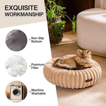 Donut Pet Bed – Washable, Calming, Anti - Slip for Dogs & Cats | Small & Medium - TurnSpin